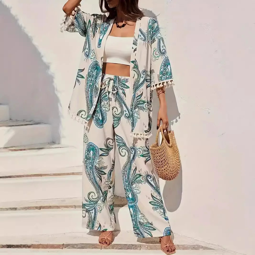 Ensemble Kimono à Pompons Stylé