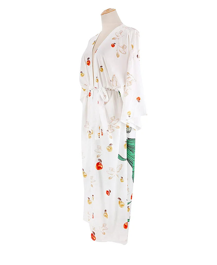 Kimono de Plage Oiseaux Vert de qualité