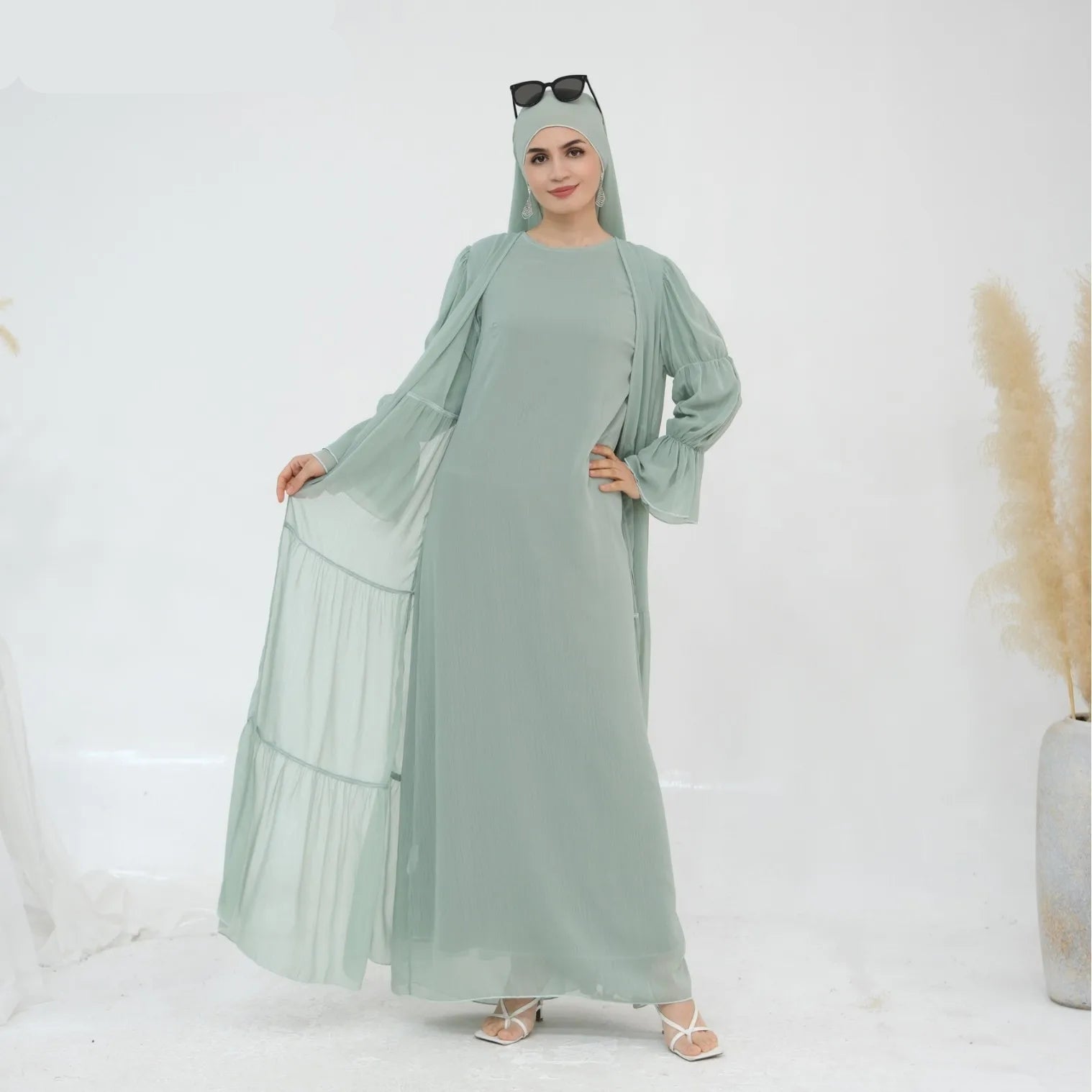 Set Kimono Abaya Vert D’Eau léger