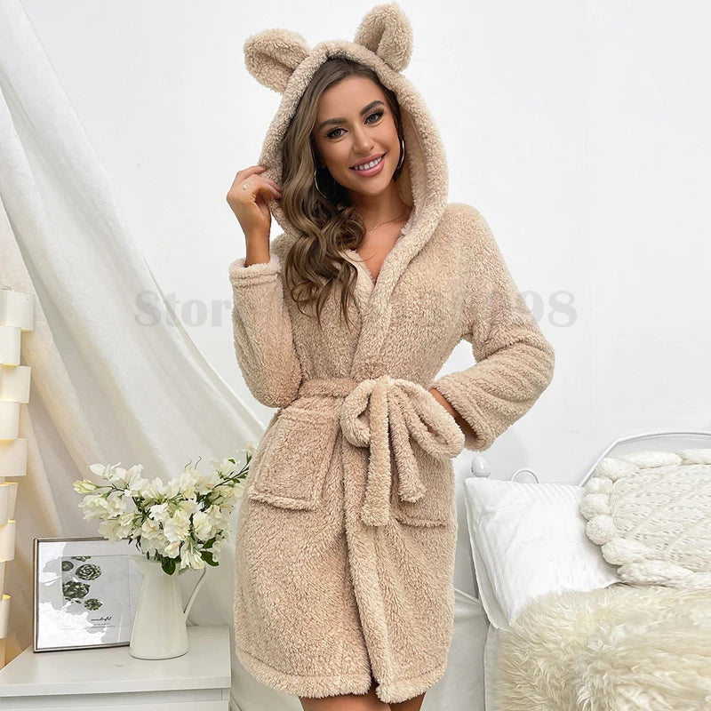 Peignoir Kimono de Bain Lapin Mignon Beige