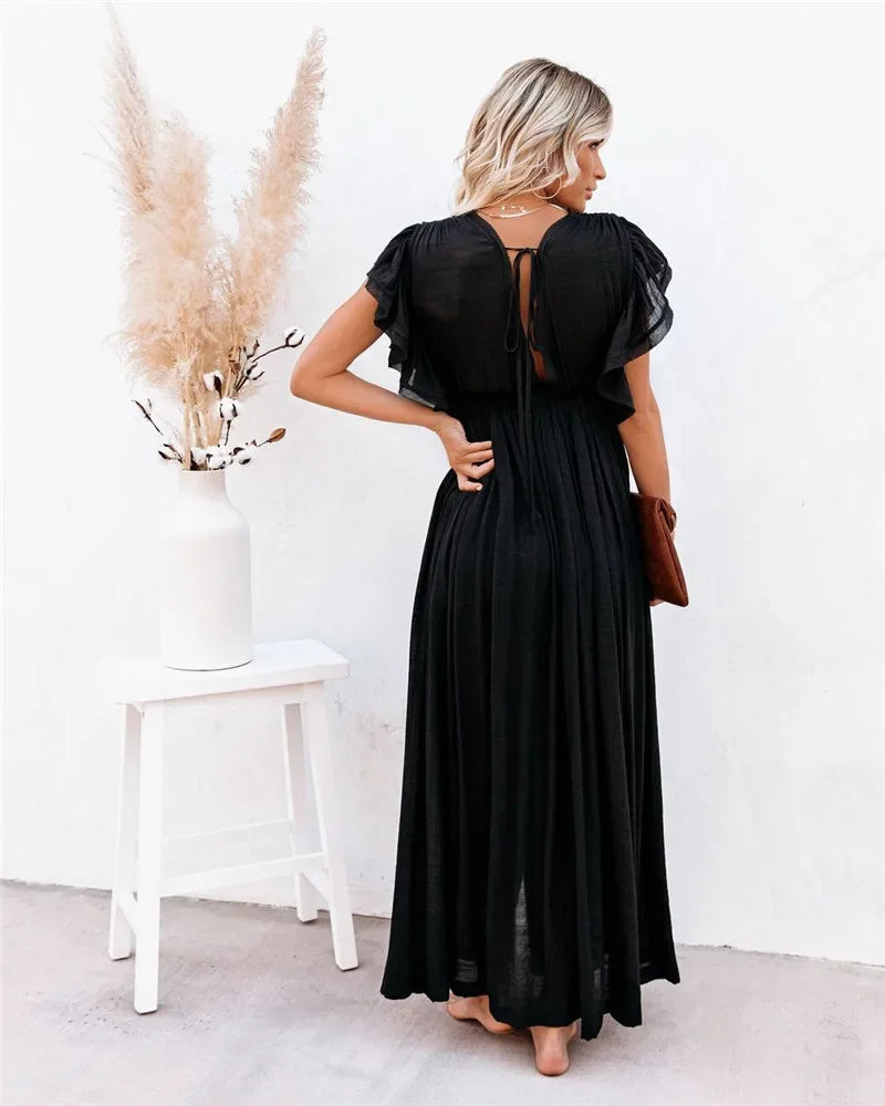 Robe Kimono de Plage Noire élégant
