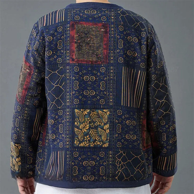 Veste Cardigan Kimono Bleu Rétro Style