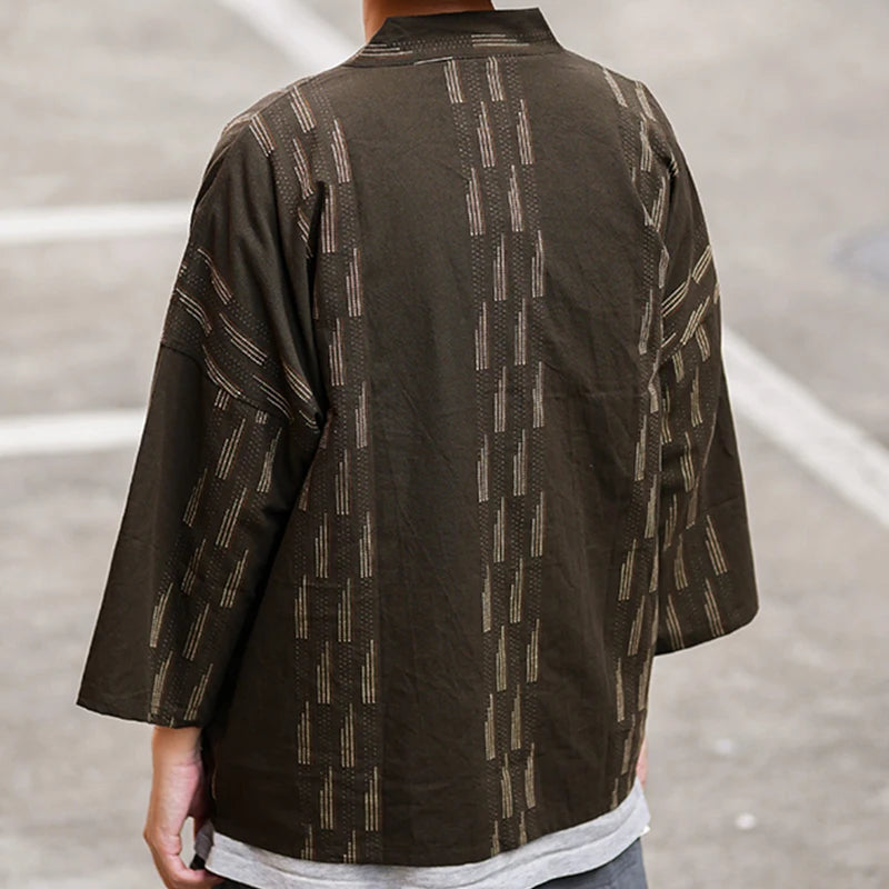 Veste Kimono Ample Brun Dos