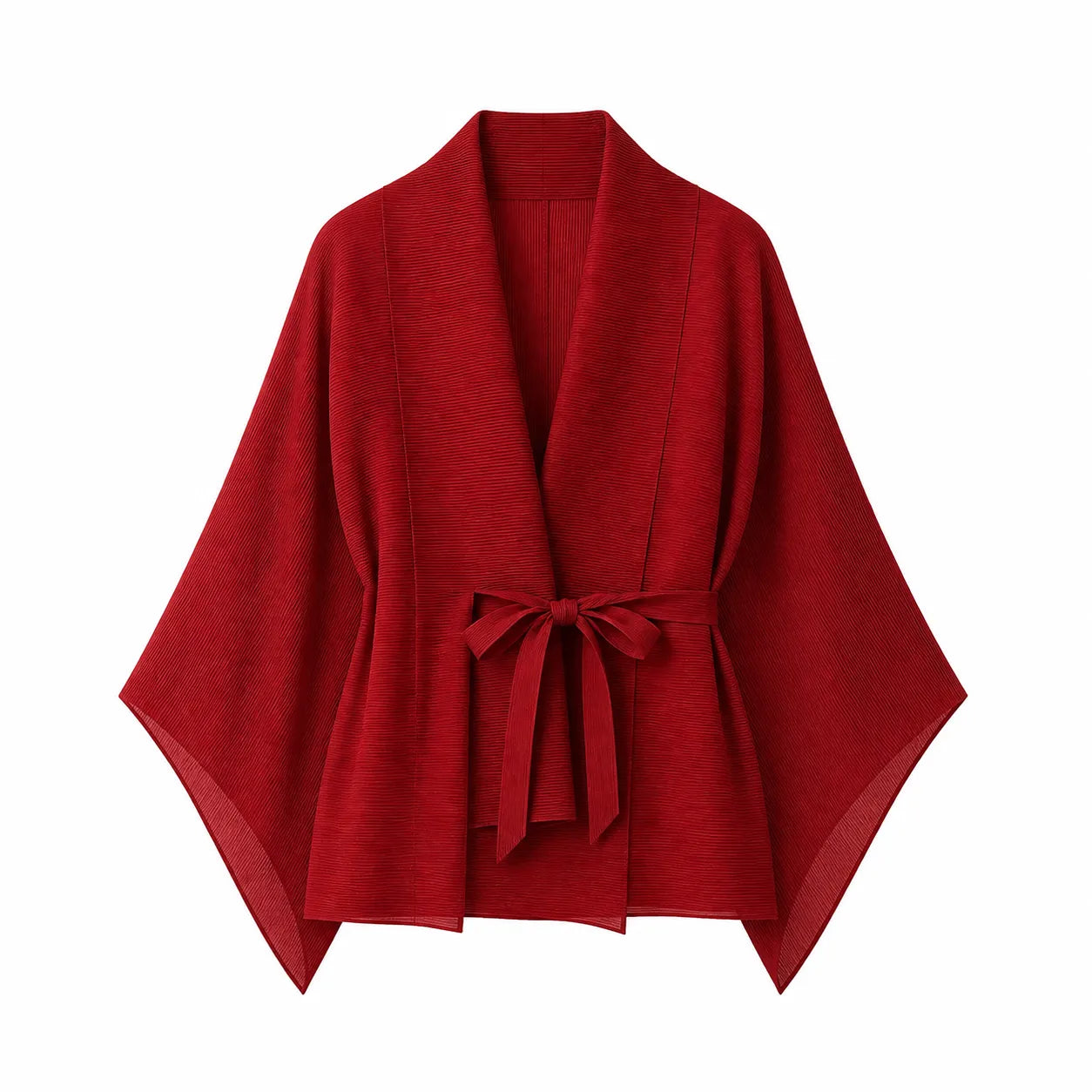 Veste Kimono Asymétrique Bordeaux Chic Évasé
