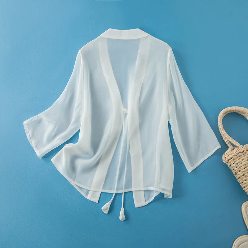 Veste Kimono Blanche Légère Estivale Chic