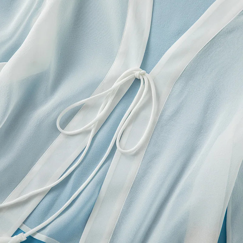 Veste Kimono Blanche Légère Estivale Lacets