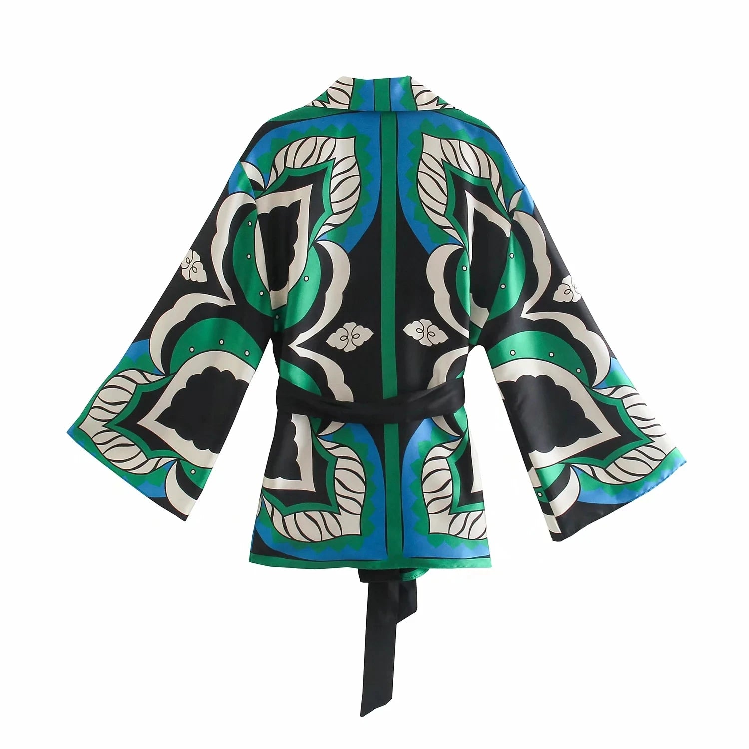 Veste Kimono Bohème Feuilles Vertes Stylé