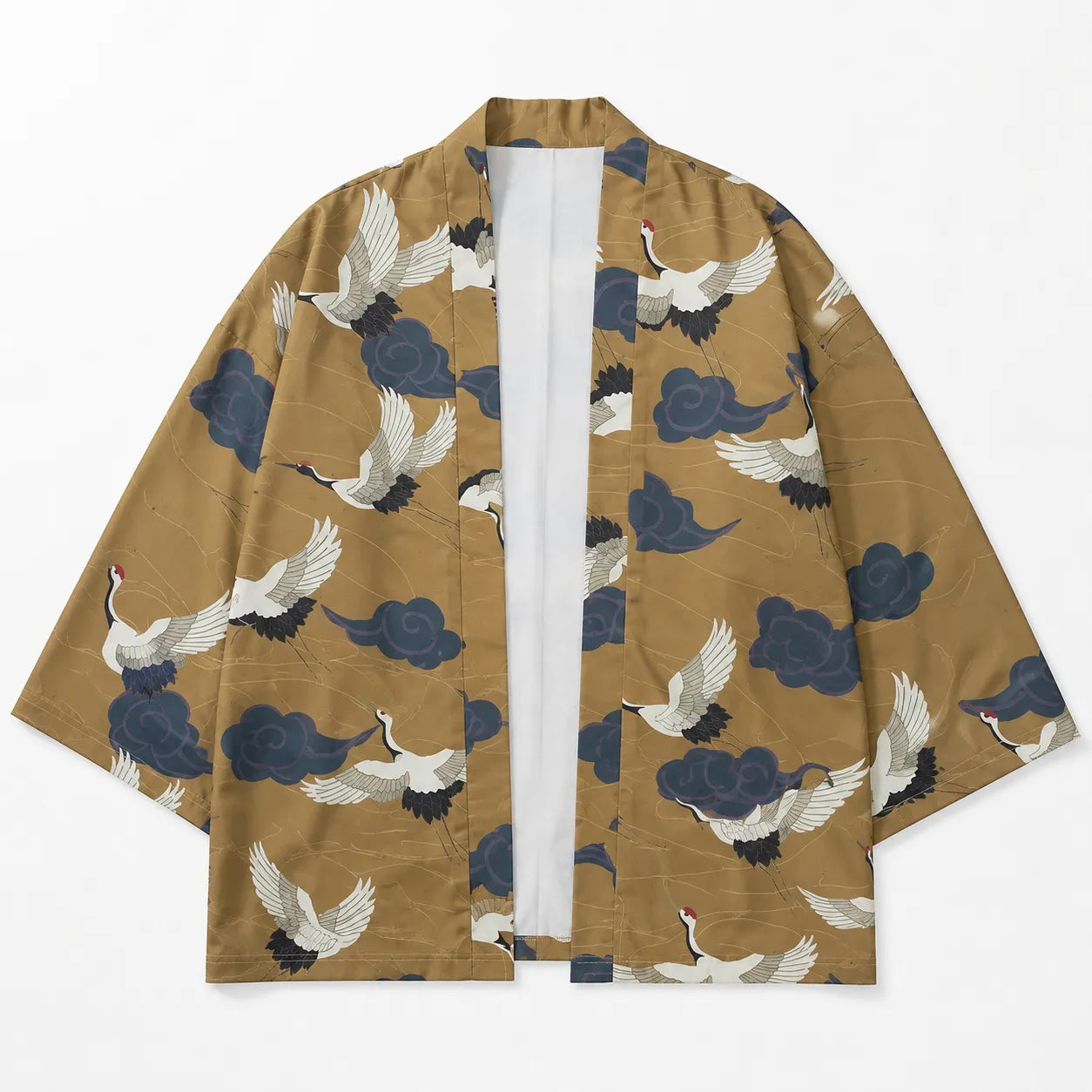 Veste Kimono Homme Léger Imprimé Grues Stylé