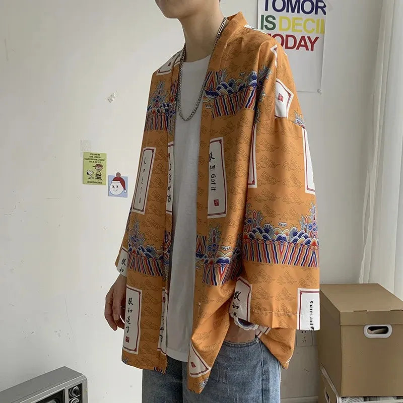 Veste Kimono Homme Orange Estival Design