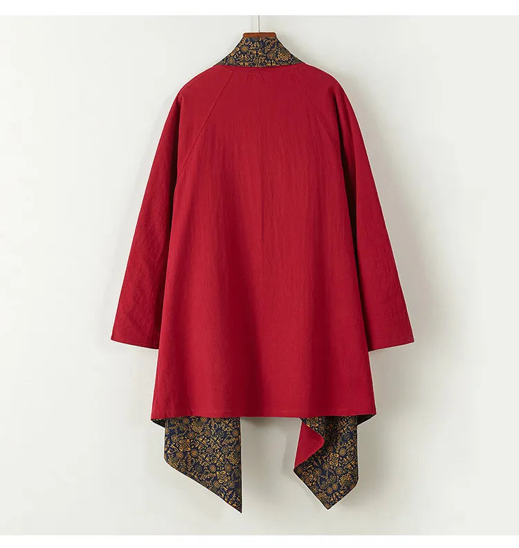 Veste Kimono Homme Rouge Double Face Dos