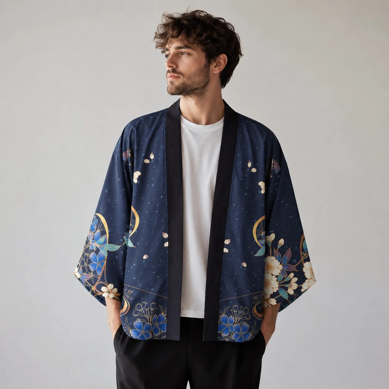 Veste Kimono Japonais Bleu