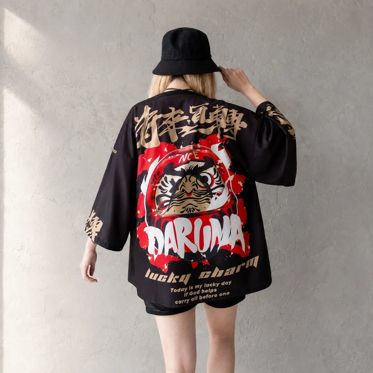 Veste Kimono Japonais Daruma Design
