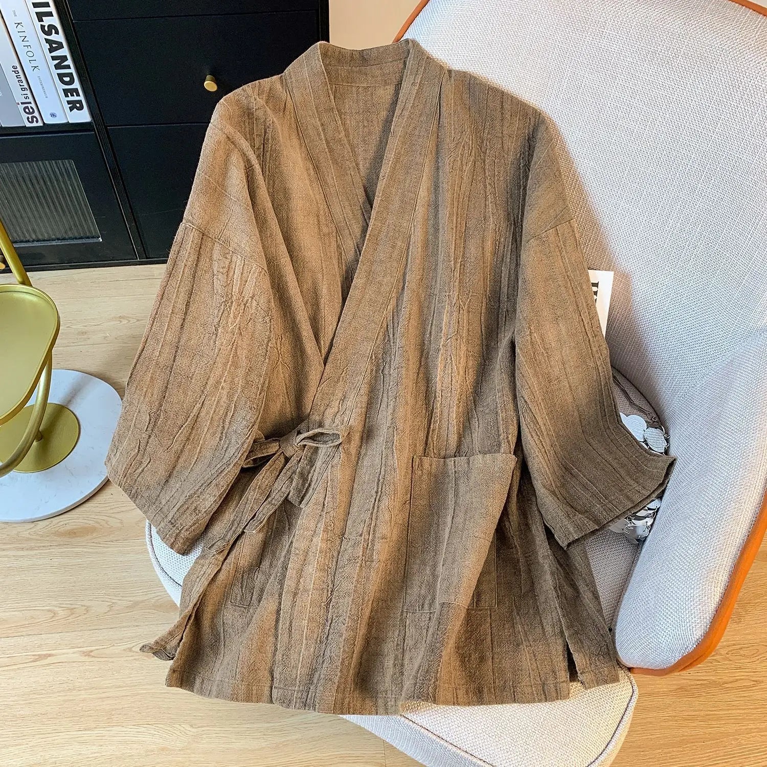 Veste Kimono Rétro Brun Stylé