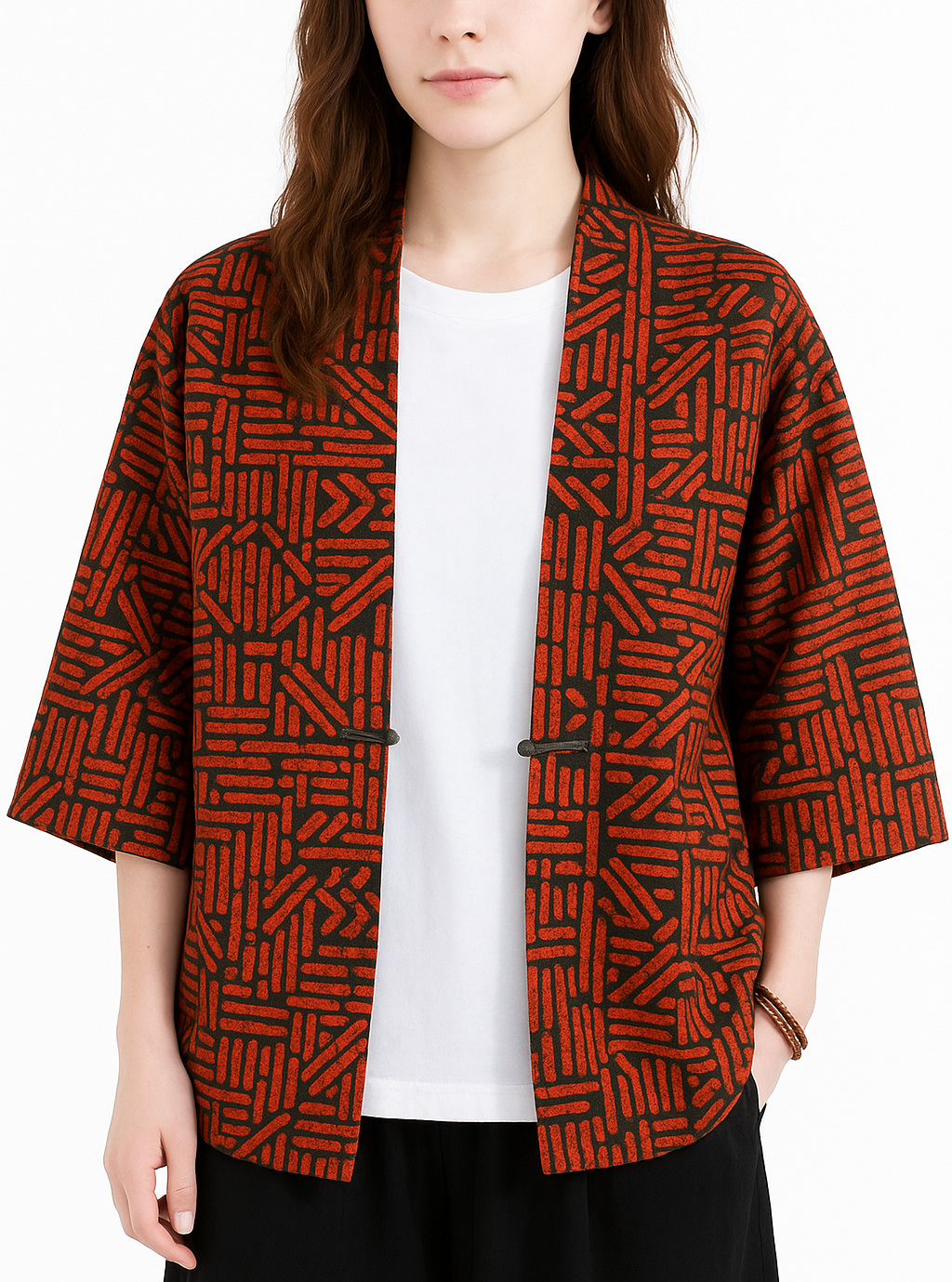 Veste Kimono Rouge et Noire