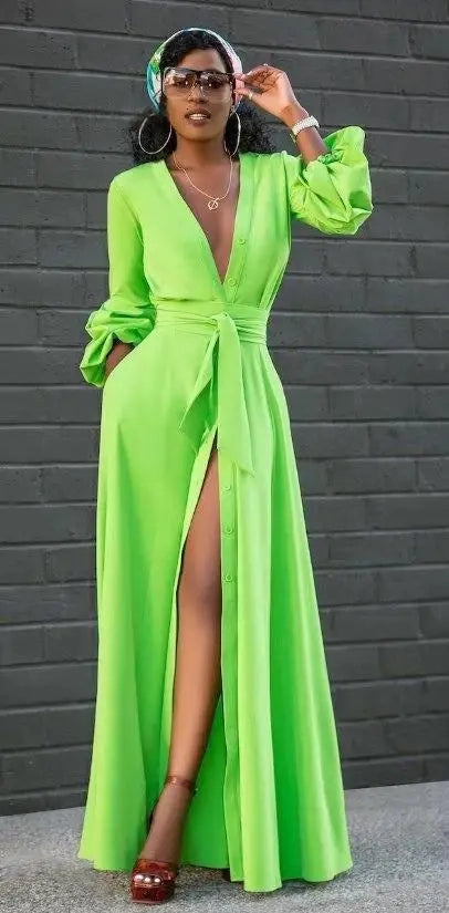 Robe Kimono Maxi verte