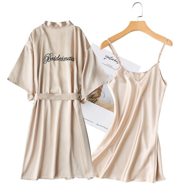 Ensemble Nuisette et Kimono Beige Sexy