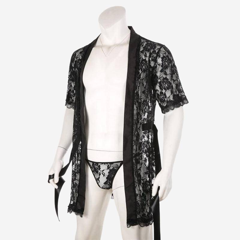 Kimono Dentelle Noir Homme