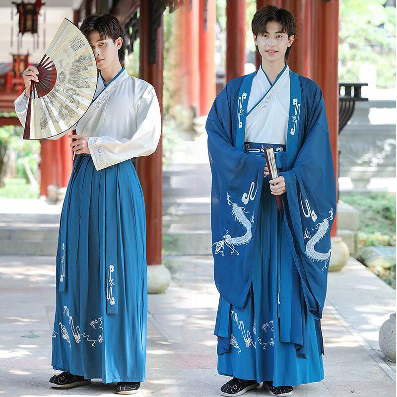 Kimono Homme Long Bleu