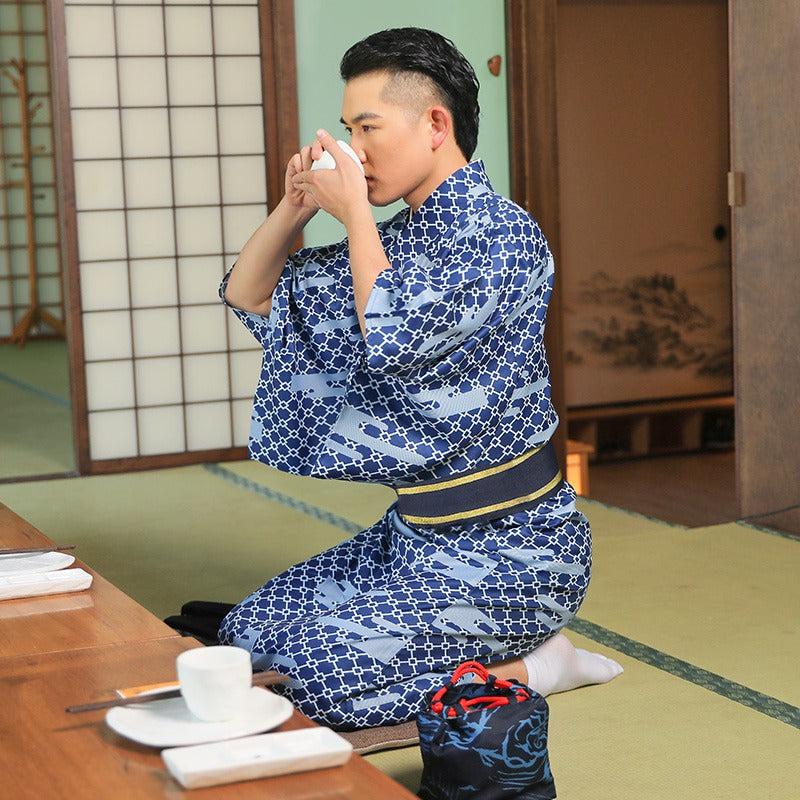 Kimono Japonais Long Manche Courte Homme