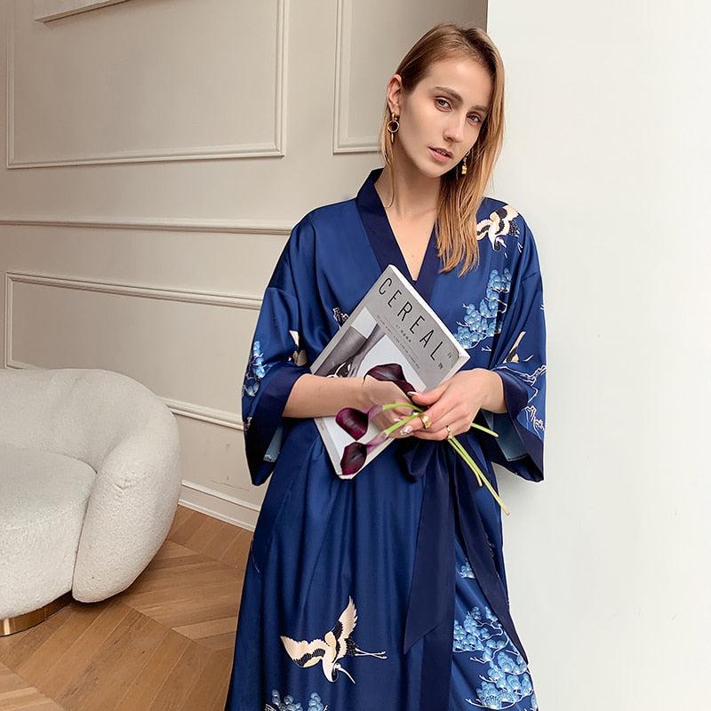 Kimono Femme Bleu Nuit Stylé