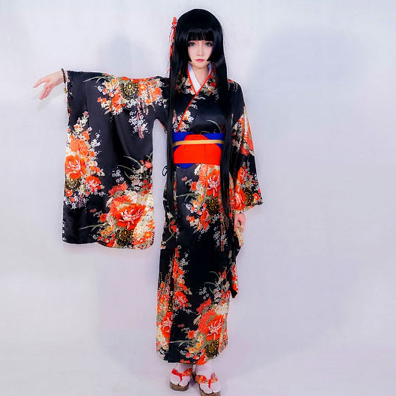 Kimono Femme Long Japonais Black