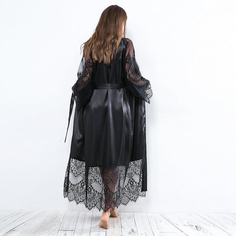 Kimono Noir Dentelle Femme Dos