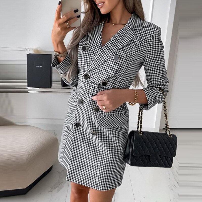 Long Manteau a Carreaux Femme