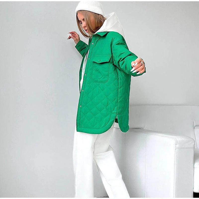 Manteau Court Femme Vert