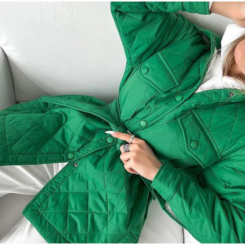 Manteau Court Femme Vert