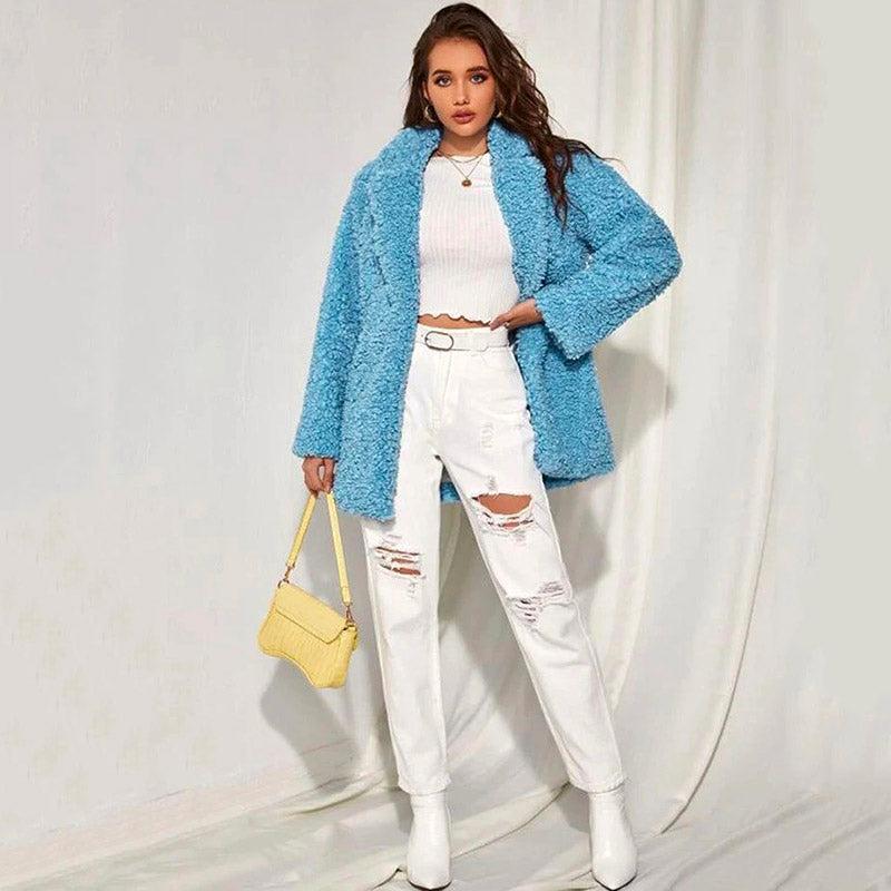 Manteau Femme Hiver Bleu Ciel
