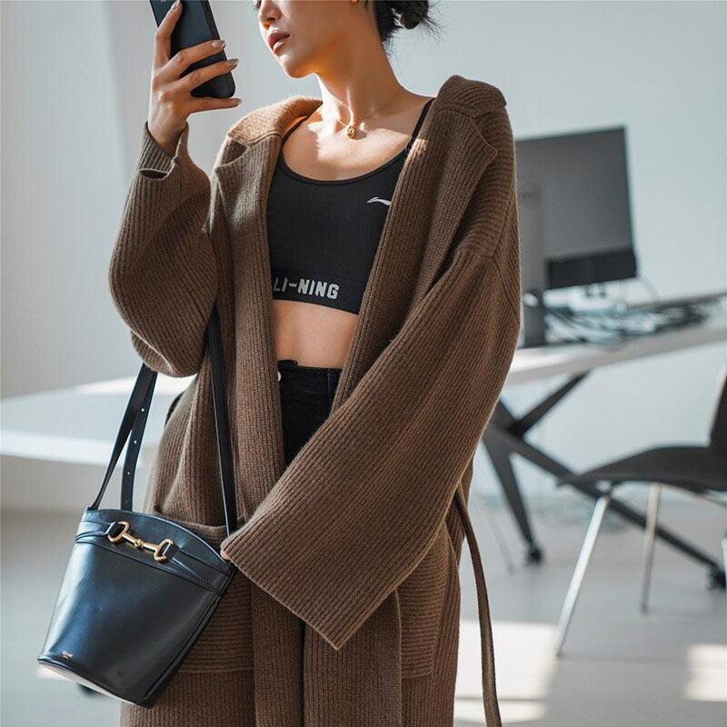 Manteau Marron Long Femme