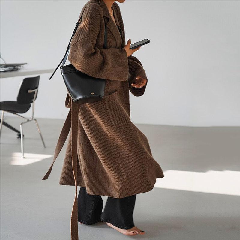 Manteau Marron Long Femme