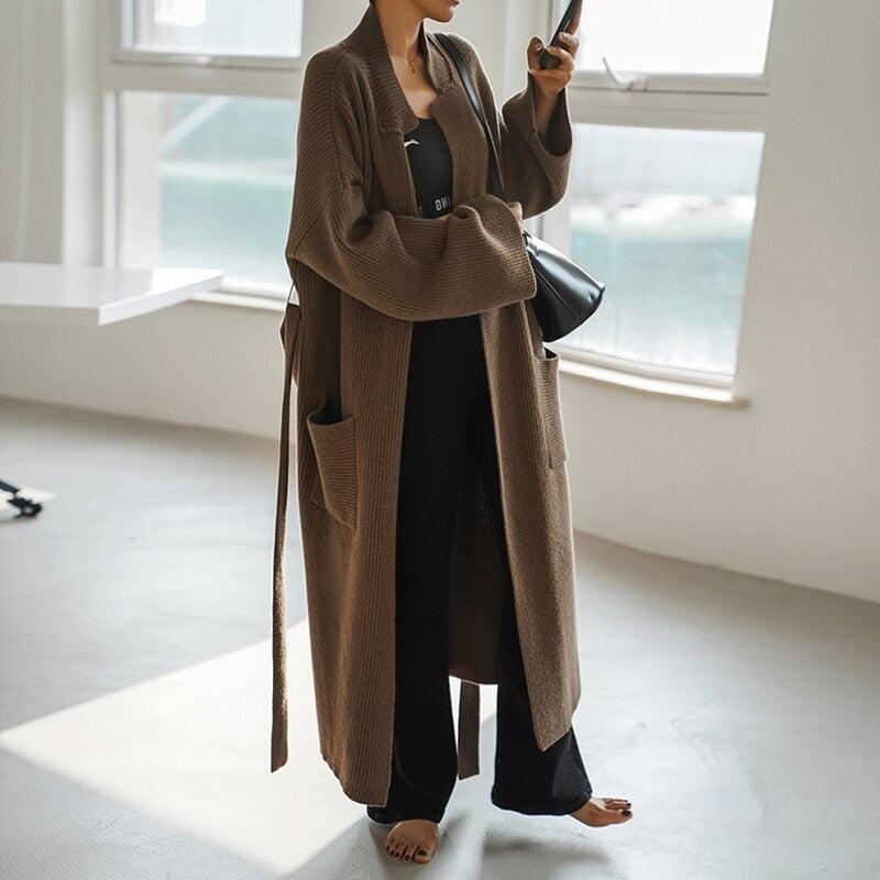 Manteau Marron Long Femme