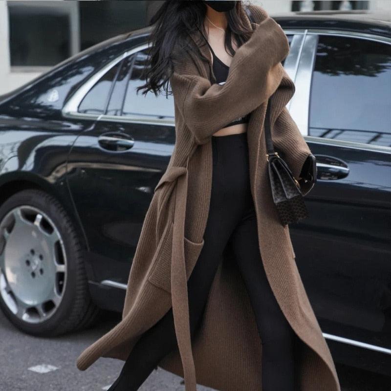 Manteau Marron Long Femme