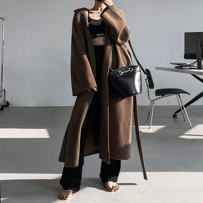 Manteau Marron Long Femme