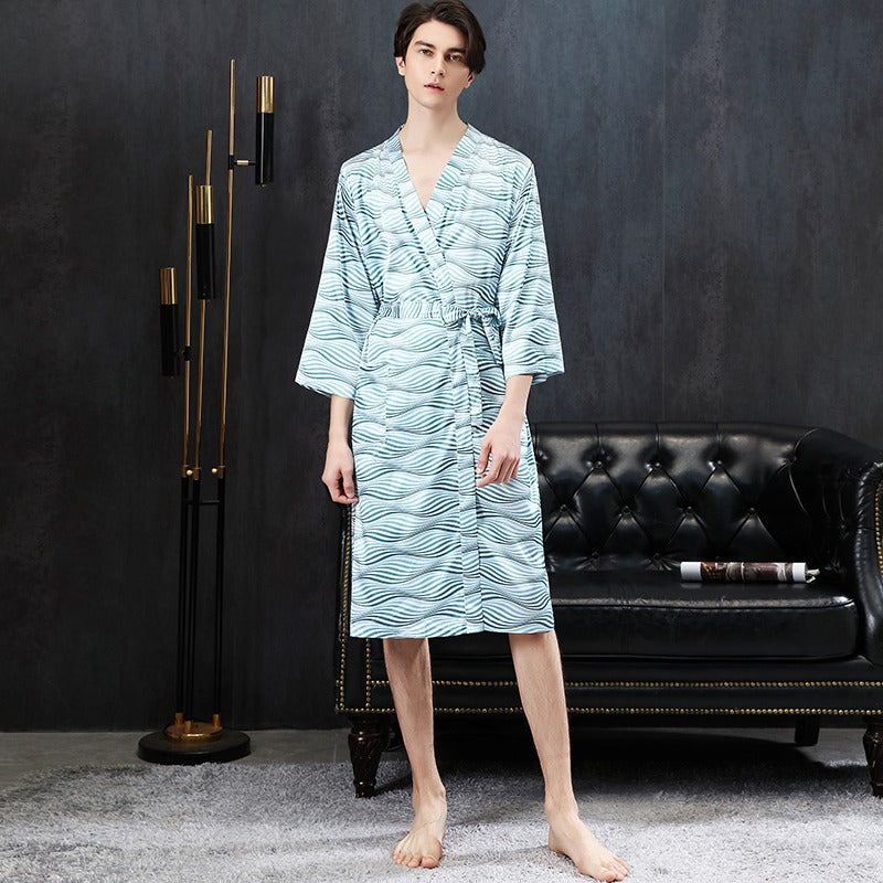 Peignoir Kimono Japonais Turquoise