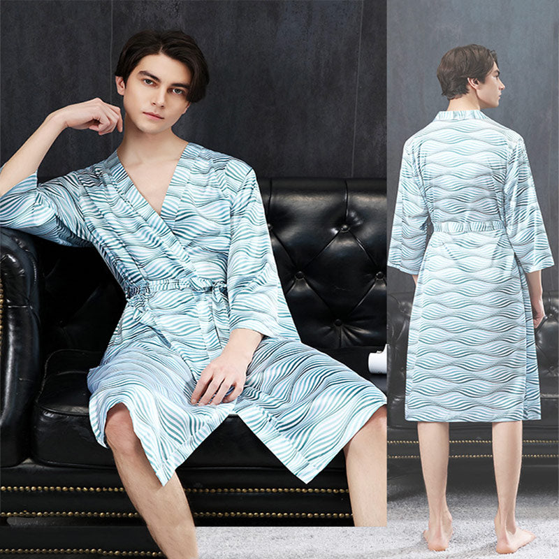 Peignoir Kimono Japonais Turquoise