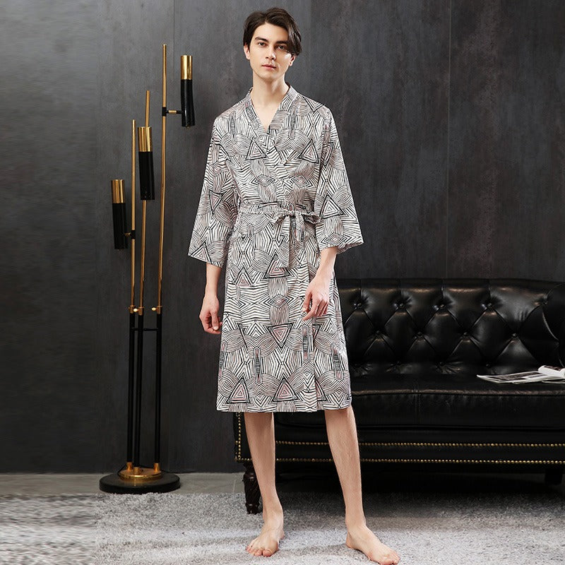 Peignoir Kimono Motif Géométrique
