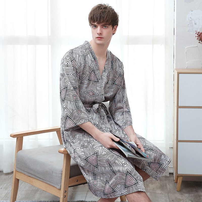 Peignoir Kimono Motif Géométrique