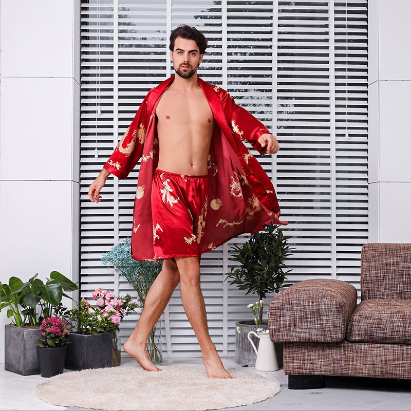 Red Satin Kimono Bathrobe