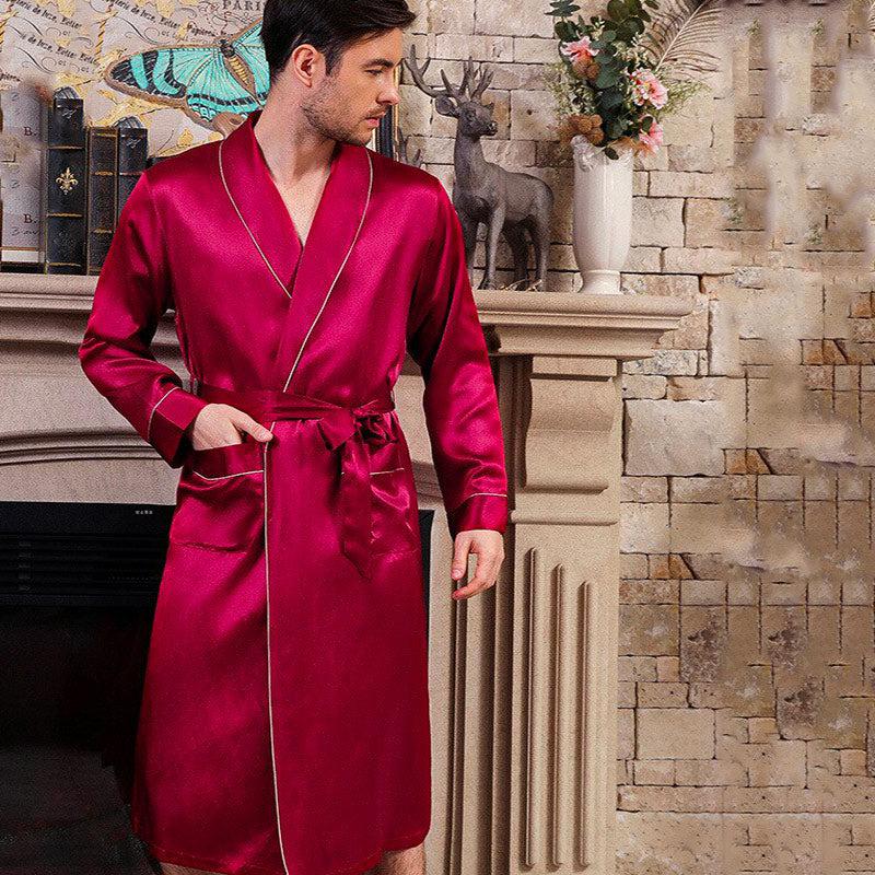 Peignoir Pyjama En Satin Pour Homme 100% Mûrier Hommes Robe En