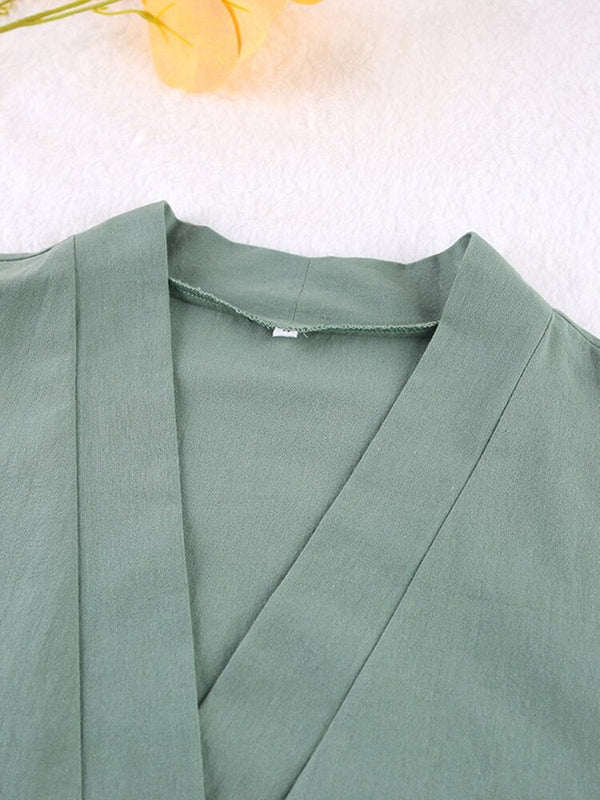 Peignoir Court Femme Vert Col