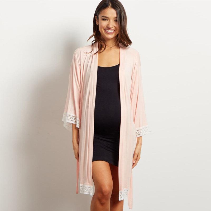 Peignoir Kimono Grossesse Rose