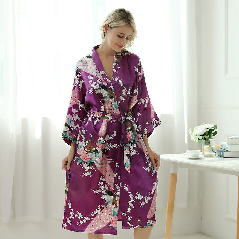 Peignoir Kimono Japonais Grande Taille Violet