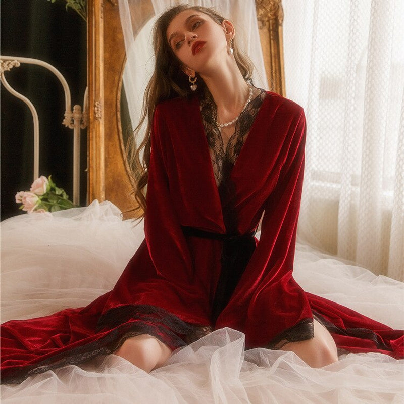 Peignoir Satin Rouge Femme Sexy