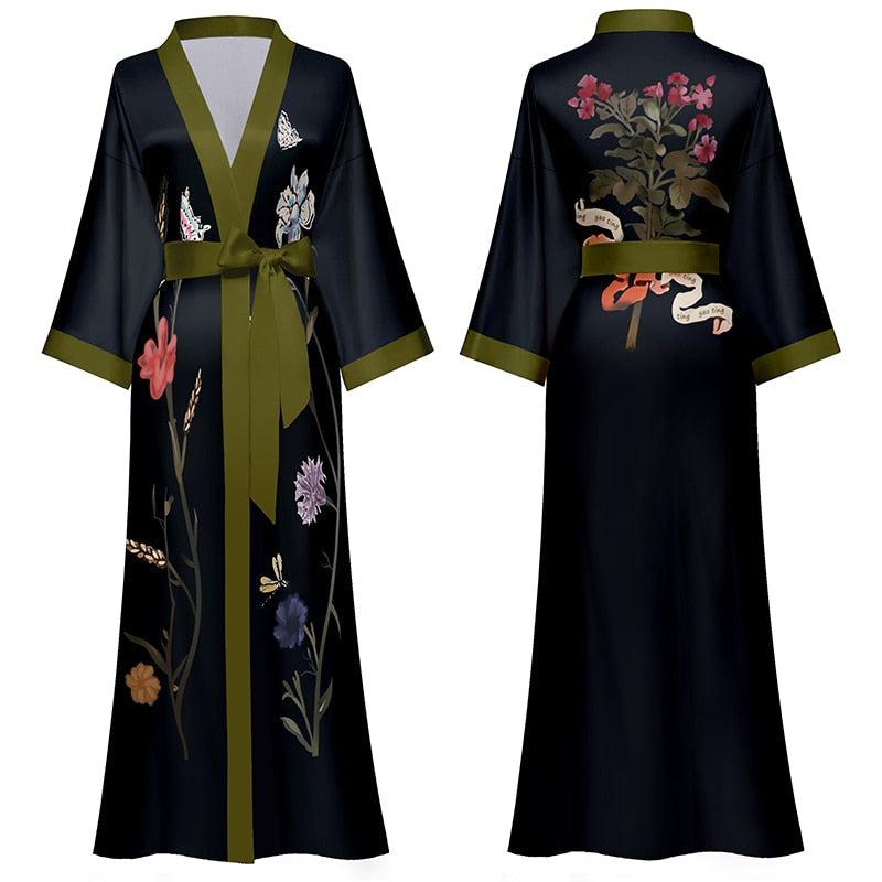 Pyjama Femme Noir Long Bleu Vert