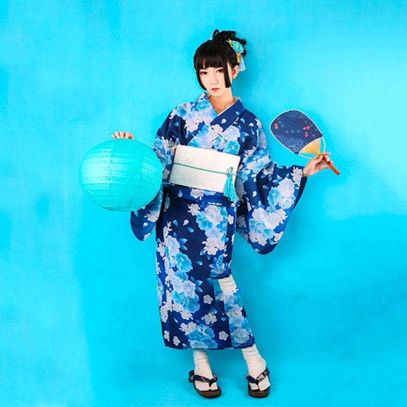 Blue Japanese Kimono Dress