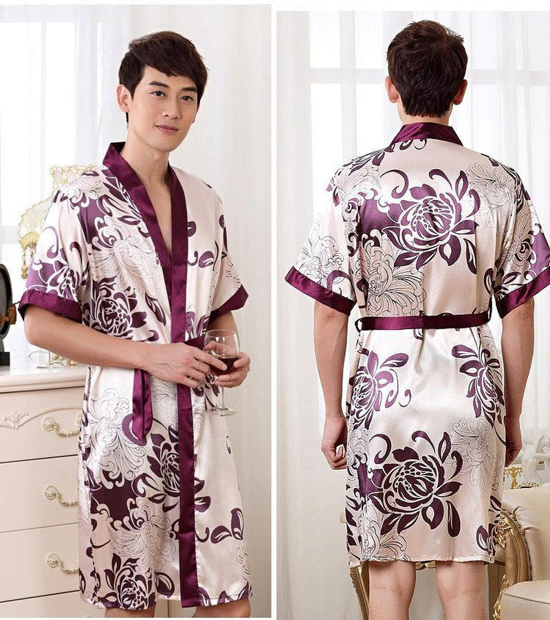 Robe de Chambre Courte en Satin Homme