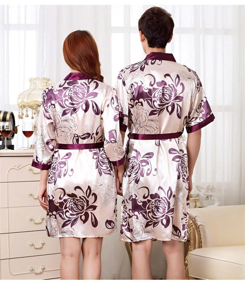 Robe de Chambre Courte en Satin Homme