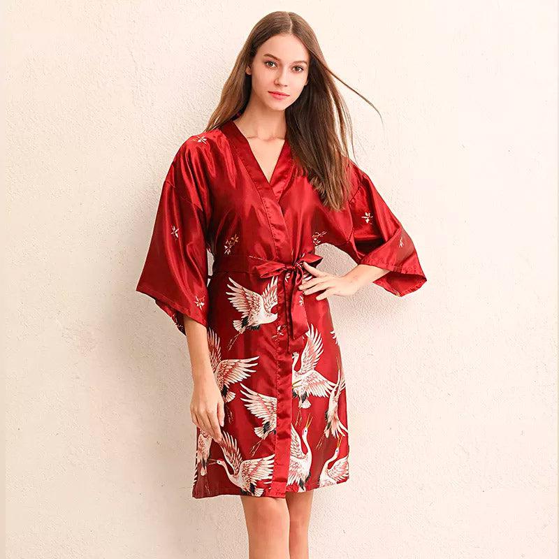 Robe Kimono Courte Rouge Design
